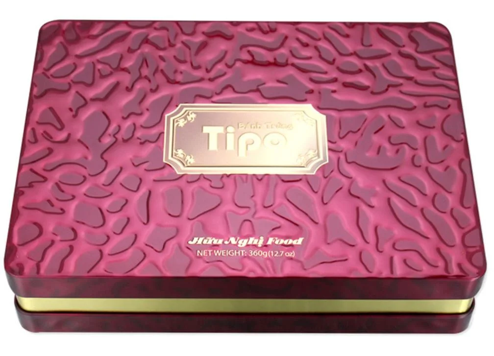 Custom Food Safe Rectangular Candy Cookie Biscuit Chocolate Tin Box with Embossed Effect