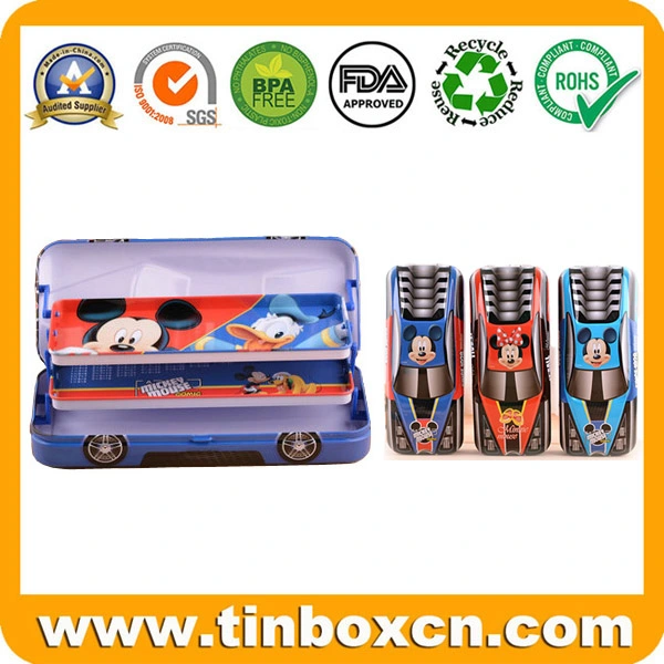 Car Shaped 3D Metal Tin Case Pencil Box for Kids