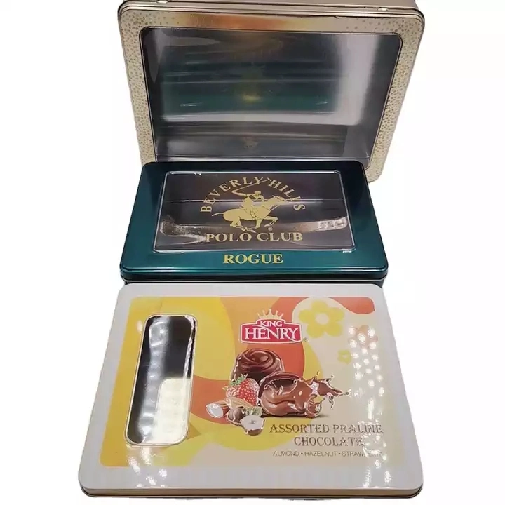 Promotional Metal Custom Print Good Design Food Grade Clear Tin Box with Window